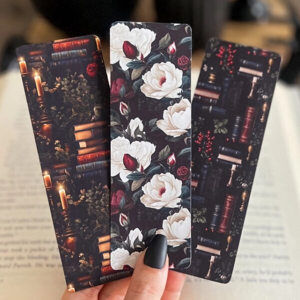 Dark Floral Bookmark Set